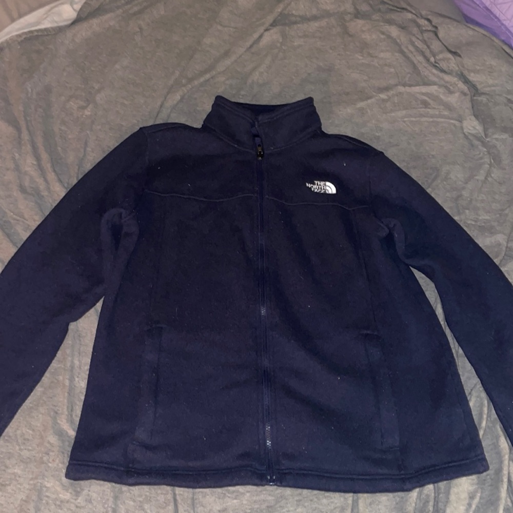 The North Face Mens Navy Blue Full Zip Fleece Jacket Mock Neck Size large